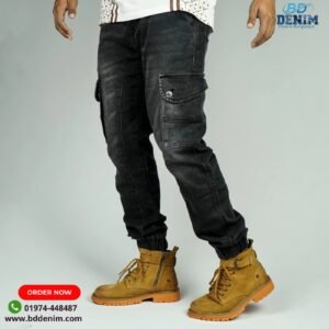 DENIM CARGO PAN (Washed black)